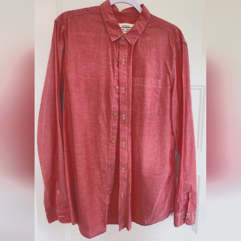 Linen salmon men's dress shirt